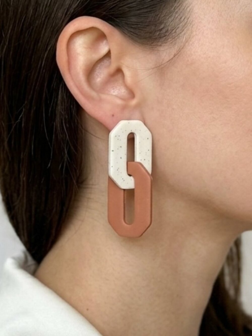 Boho Polymer Clay Chain Link Earrings